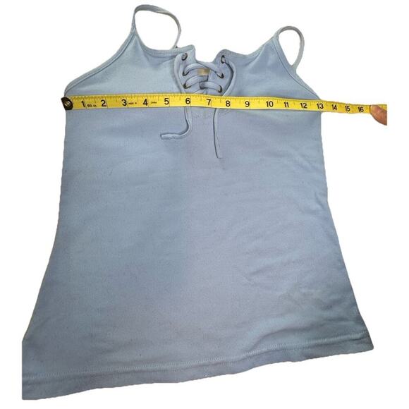 light blue, lace-up cami tank top Y2K, Women's Medium large Stretch Cottagecore - Picture 5 of 9